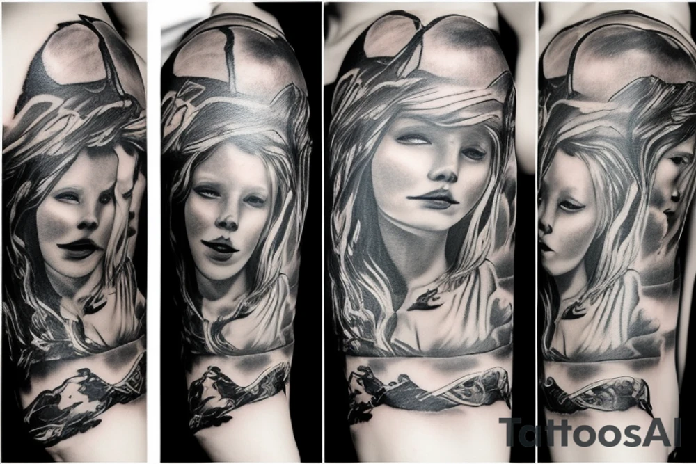 lightning, contrast, angel, clouds tattoo idea