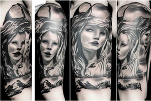 lightning, contrast, angel, clouds tattoo idea