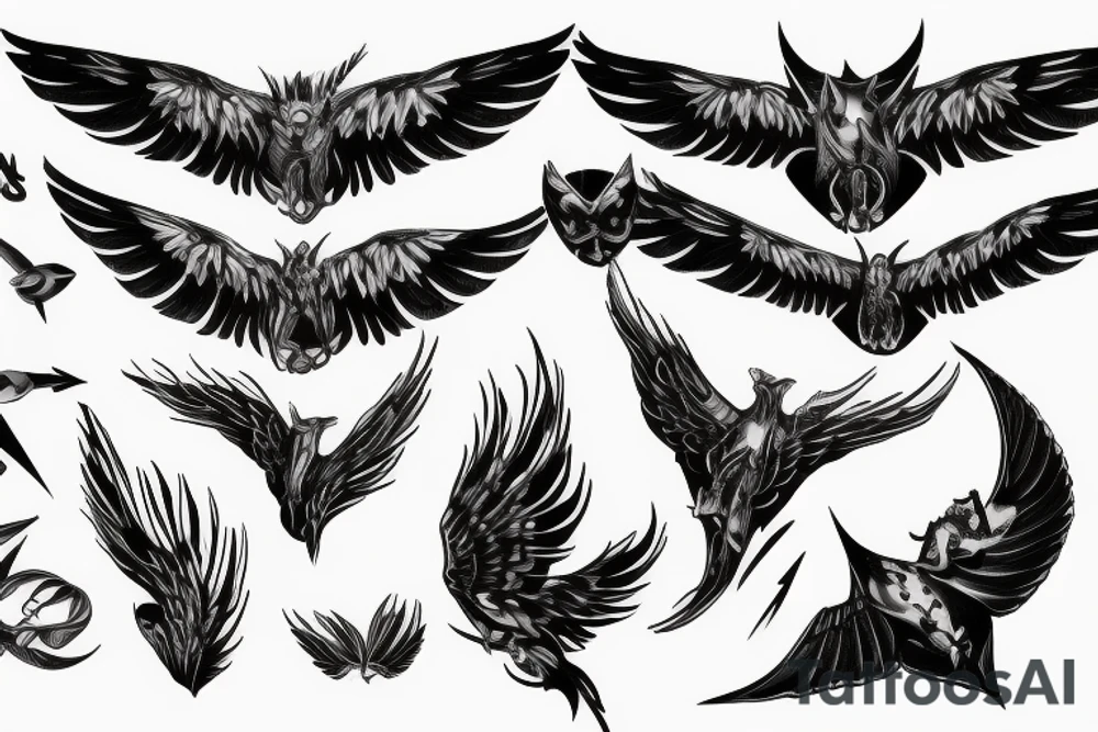 lightning, wings, sharp tattoo idea