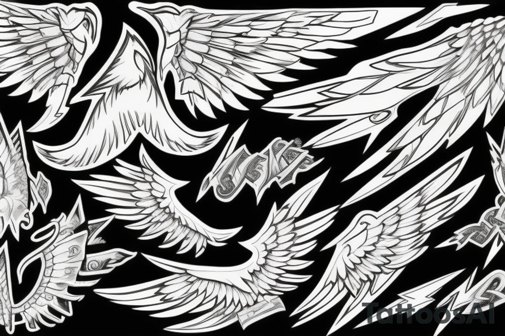 lightning, wings, sharp tattoo idea