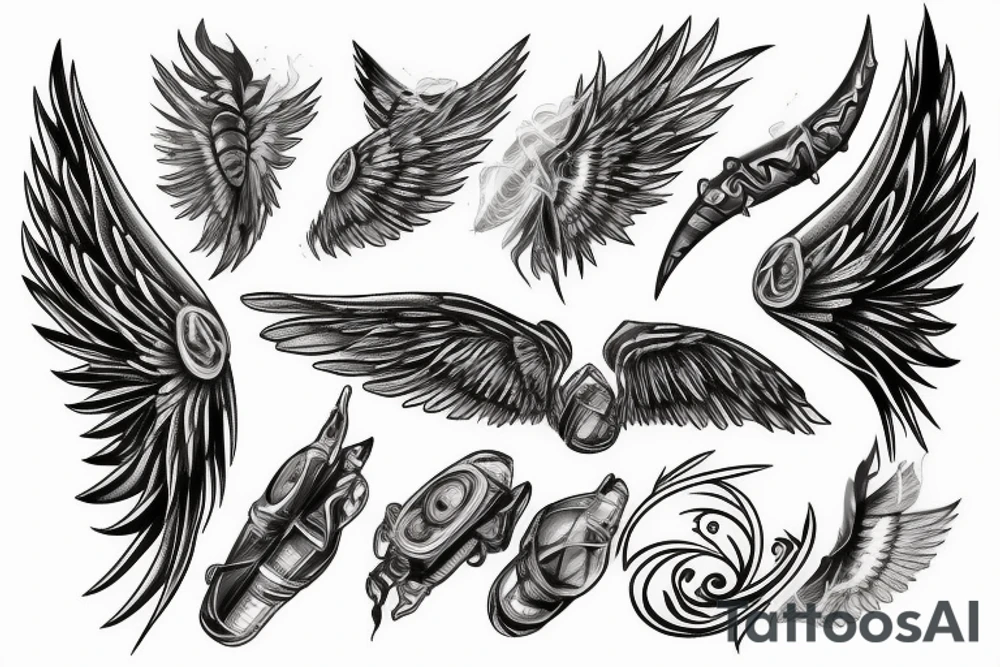 lightning, wings tattoo idea