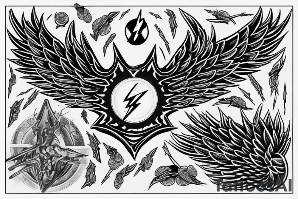 lightning strike, wings tattoo idea