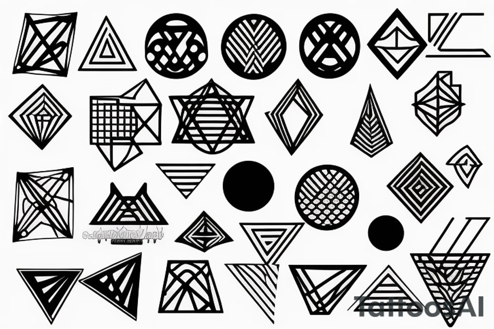 Geometric tattoo abstract lines and dots tattoo idea