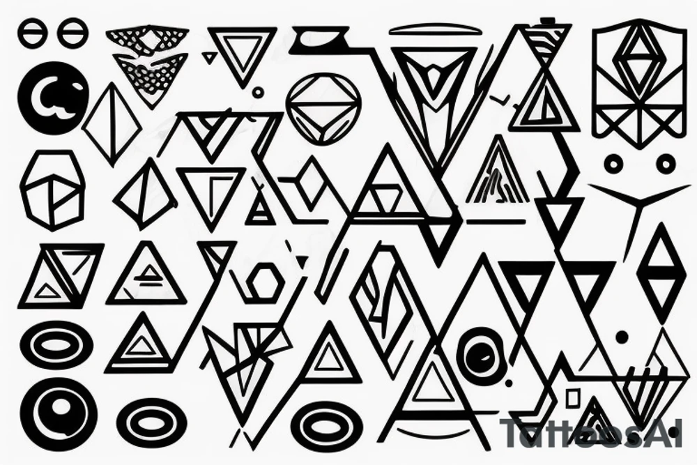 Geometric tattoo abstract lines and dots tattoo idea