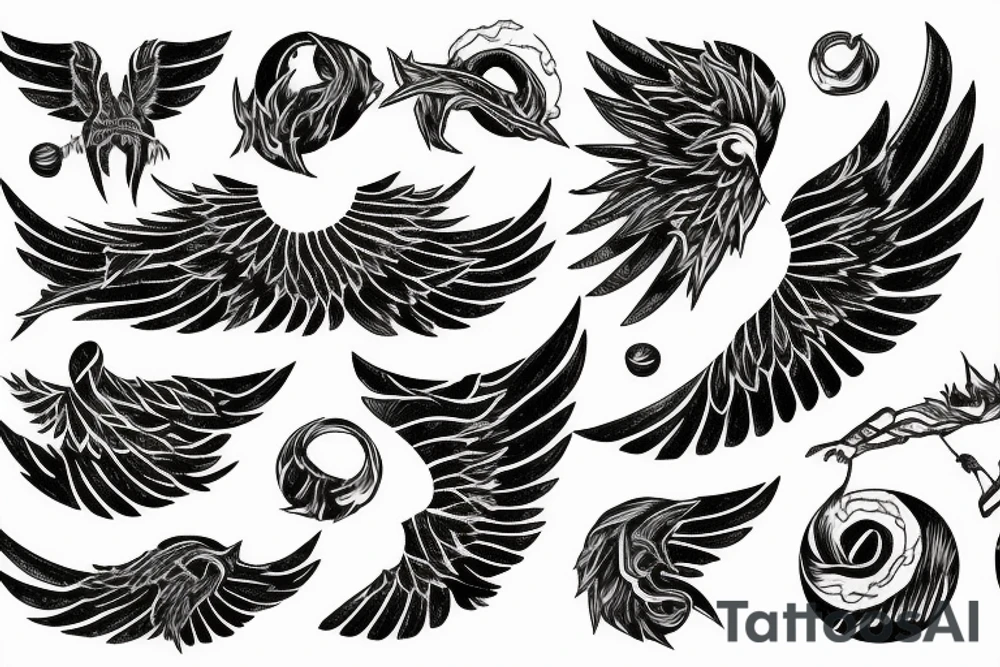 lightning strike, wings, Sisyphus tattoo idea