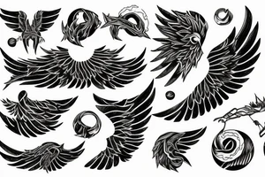 lightning strike, wings, Sisyphus tattoo idea