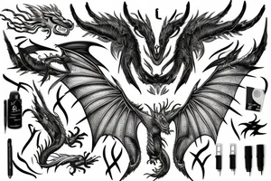 lightning strike, wings, dragon tattoo idea
