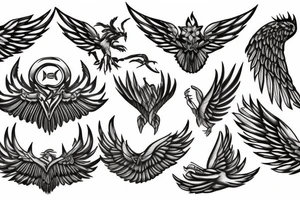 lightning strike, wings, phoenix tattoo idea