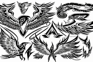 lightning bolt, wings, phoenix, storm tattoo idea