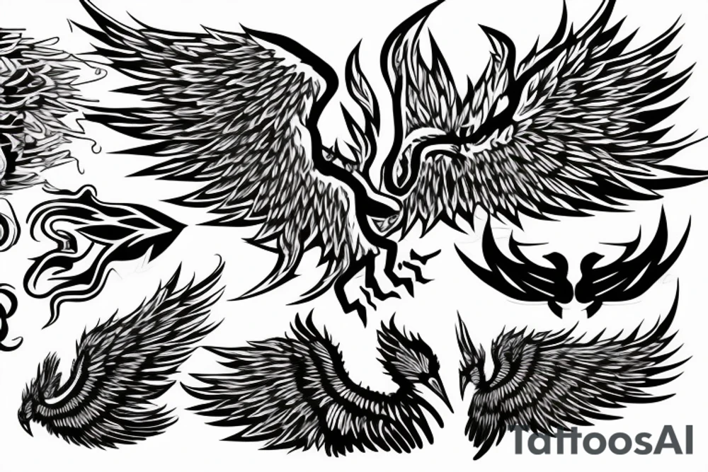 lightning bolt, wings, phoenix, storm tattoo idea