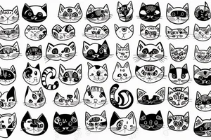 Cat tattoo from Geometric shapes or lines and dots tattoo idea
