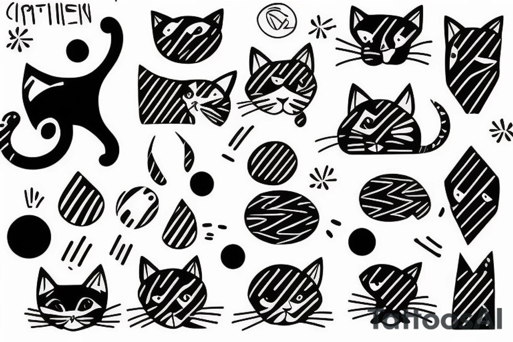 Cat tattoo from Geometric shapes or lines and dots tattoo idea Cat tattoo from Geometric shapes or lines and dots tattoo idea
