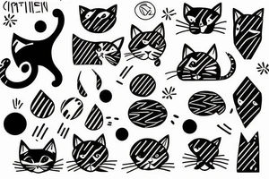 Cat tattoo from Geometric shapes or lines and dots tattoo idea