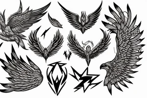 lightning bolt, wings, phoenix, storm, Phoenician tattoo idea