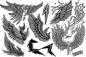 lightning bolt, wings, phoenix, storm, Phoenician tattoo idea