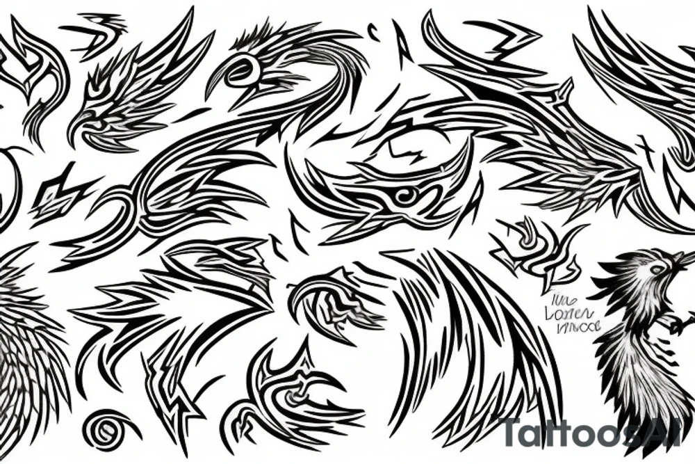 lightning bolt, phoenix, storm, Phoenician tattoo idea