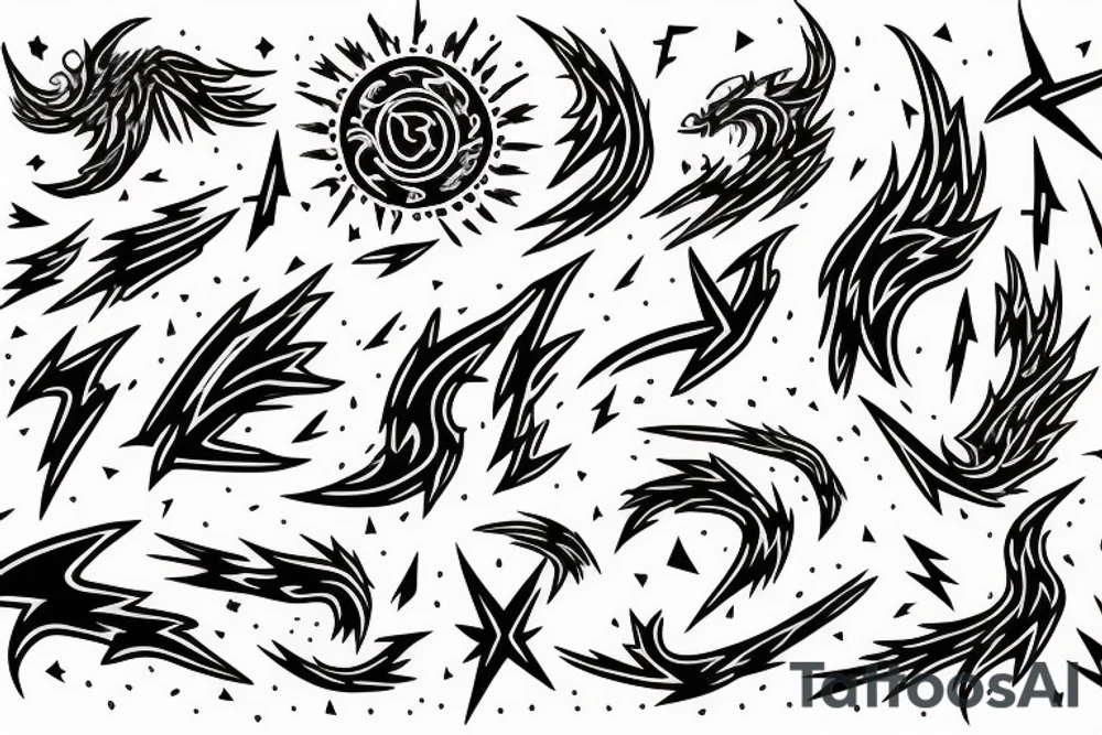 lightning bolt, phoenix, storm, Phoenician tattoo idea