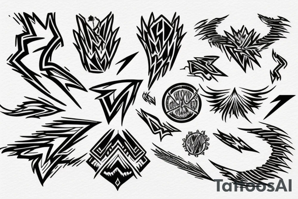 lightning bolt, phoenix, storm, Phoenician tattoo idea