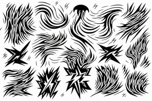 lightning bolt, phoenix, storm, abstract tattoo idea
