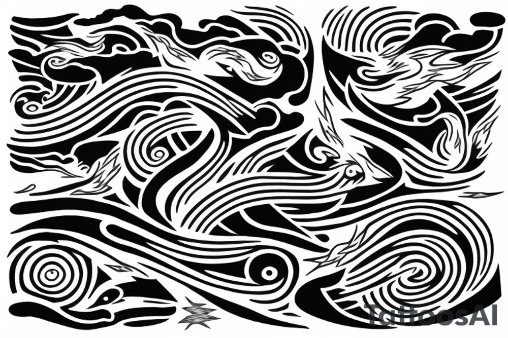 lightning bolt, phoenix, storm, abstract tattoo idea