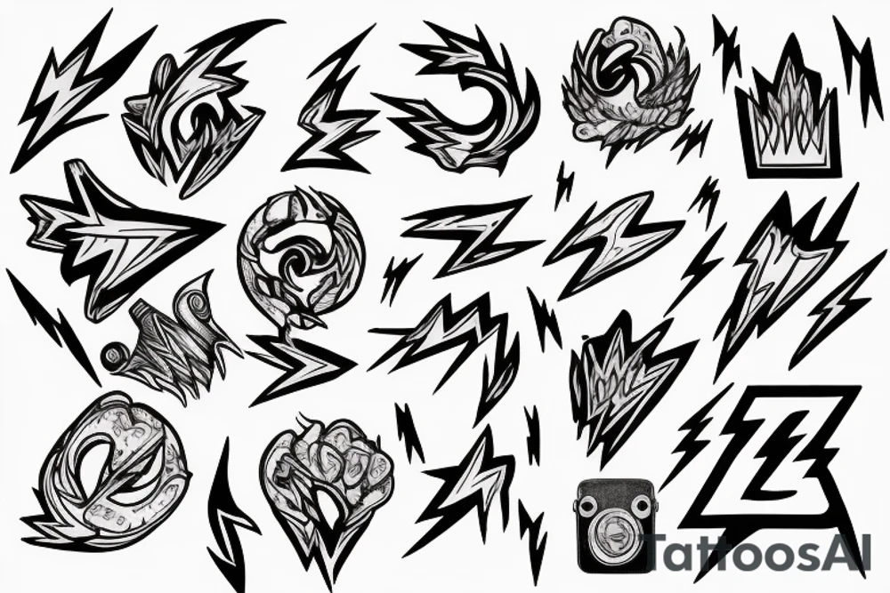 creative, artistic, lightning bolt tattoo idea