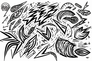 creative, artistic, lightning bolt, hd tattoo idea