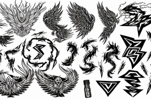 creative, artistic, lightning bolt, phoenix,  hd tattoo idea