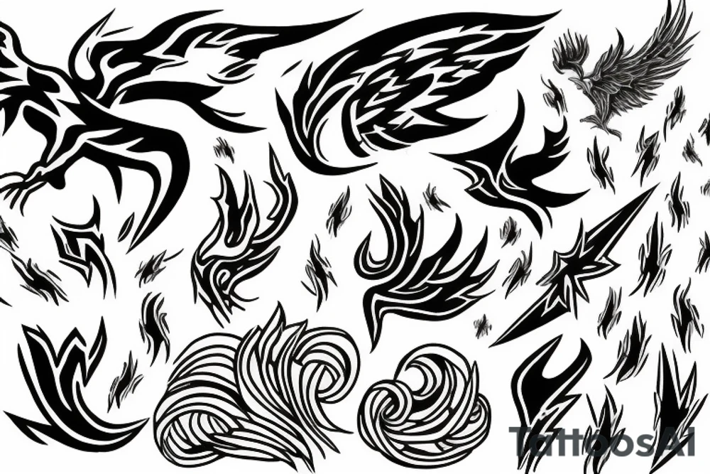 creative, artistic, lightning bolt, phoenix,  hd tattoo idea