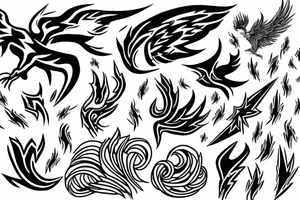 creative, artistic, lightning bolt, phoenix,  hd tattoo idea