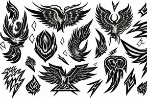 creative, artistic, lightning bolt, phoenix,  hd tattoo idea