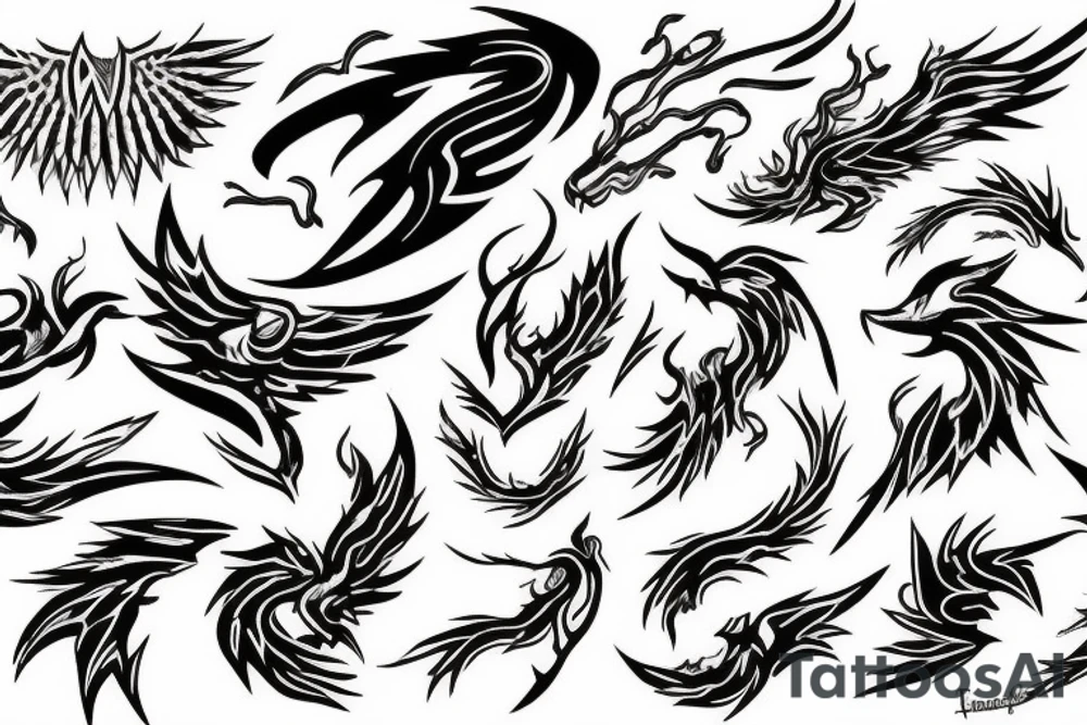 creative, artistic, lightning bolt, phoenix,  hd tattoo idea