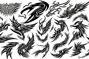 creative, artistic, lightning bolt, phoenix,  hd tattoo idea