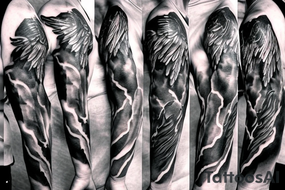 lightning, icarus, creative, success, Michelangelo style, courage, fight, power tattoo idea