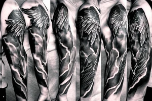 lightning, icarus, creative, success, Michelangelo style, courage, fight, power tattoo idea