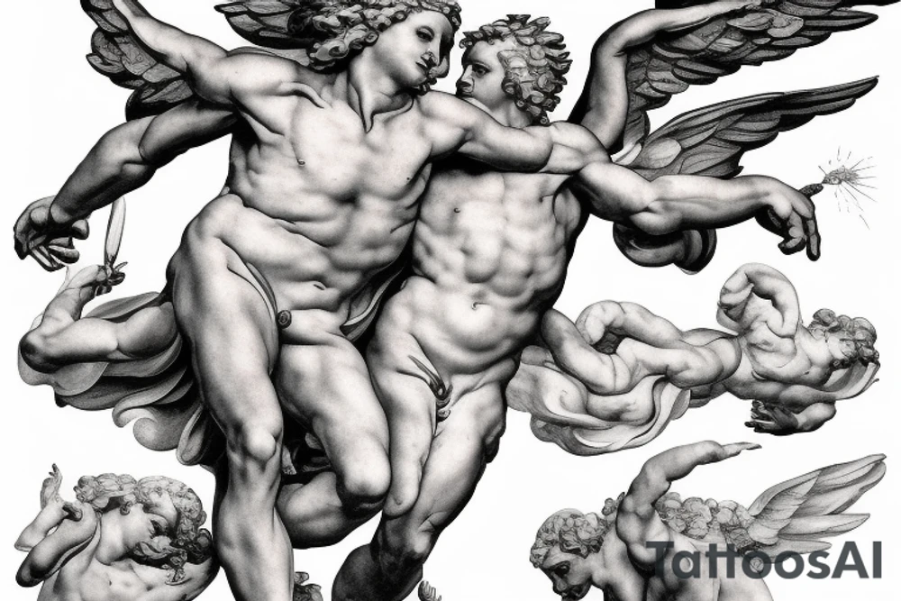 lightning, icarus, creative, success, Michelangelo style, courage, fight, power tattoo idea lightning, icarus, creative, success, Michelangelo style, courage, fight, power tattoo idea