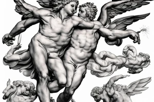lightning, icarus, creative, success, Michelangelo style, courage, fight, power tattoo idea