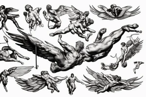 lightning, icarus, creative, success, Michelangelo style, courage, fight, power tattoo idea