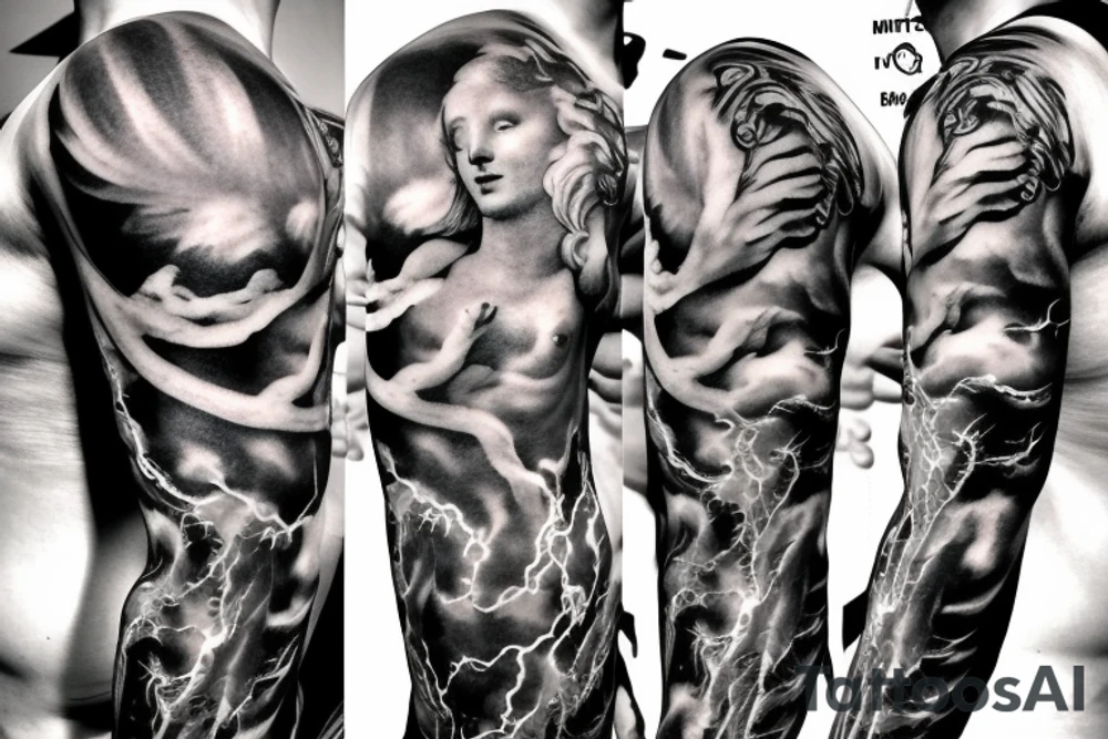 lightning, icarus, creative, success, Michelangelo style, courage, fight, power tattoo idea lightning, icarus, creative, success, Michelangelo style, courage, fight, power tattoo idea