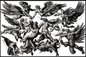 lightning, icarus, creative, success, Michelangelo style, courage, fight, power tattoo idea