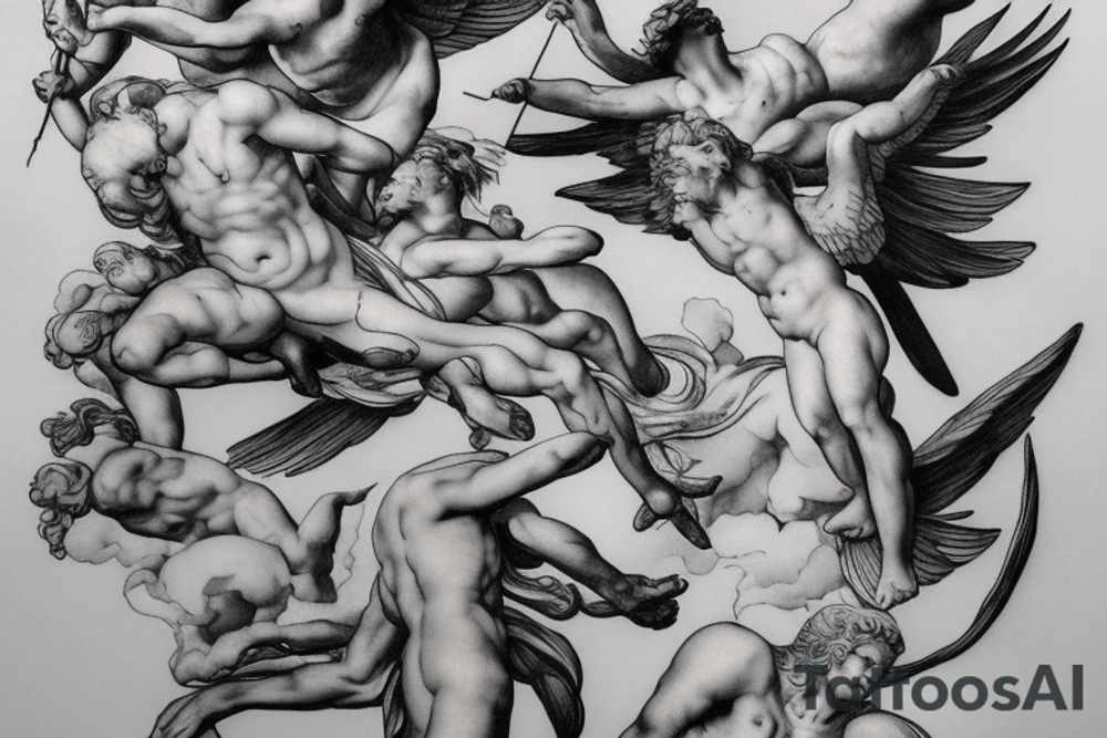 lightning, icarus, creative, success, Michelangelo style, courage, fight, power tattoo idea