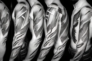 lightning, icarus, creative, success, Michelangelo style, courage, fight, power, hard black lines, maximalist, clouds, HD tattoo idea