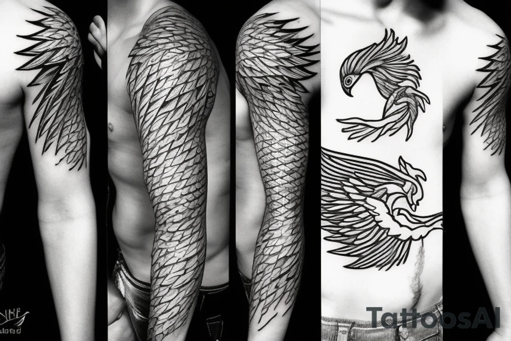 lightning, icarus, phoenix, successful, fight, winner, abstract and simplistic tattoo idea