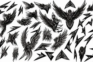 wings, fighting war, fallen angel, lightning storm, lightning strike, lightning, bold lightning tattoo idea