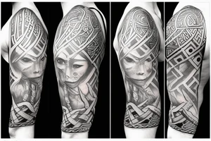 Viking warrior woman with baby tattoo idea