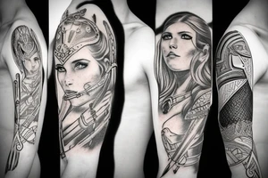 Viking warrior woman with baby tattoo idea
