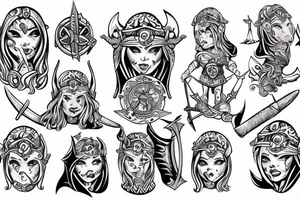 Viking warrior woman holding baby tattoo idea
