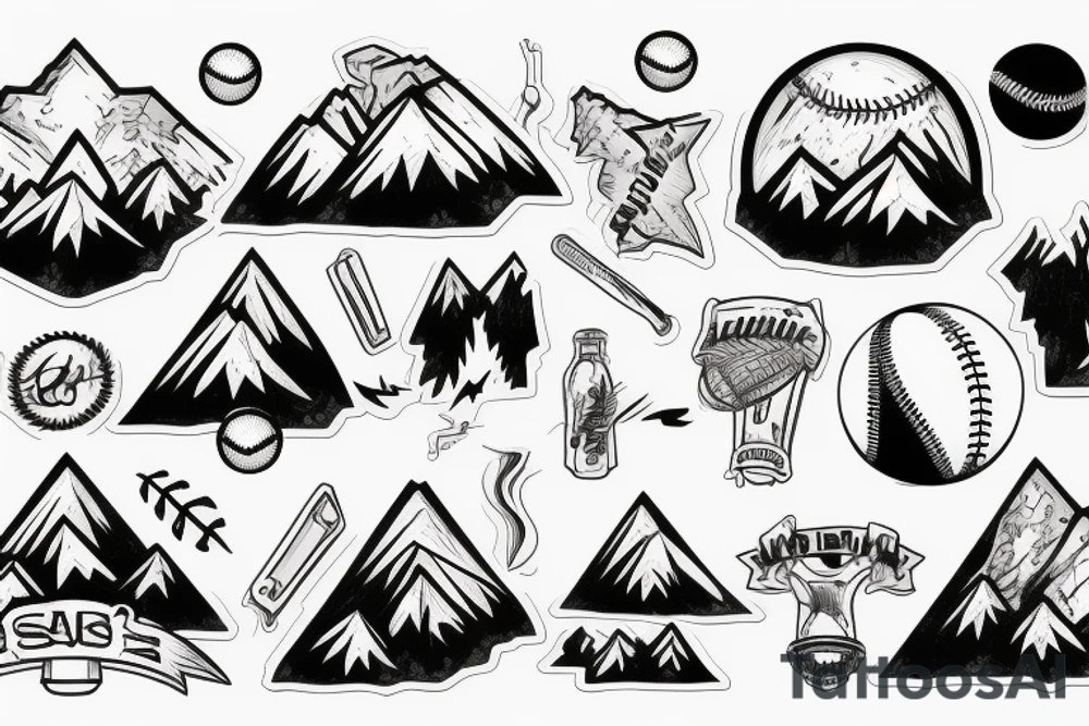Mountains with baseball tattoo idea