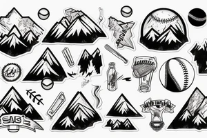 Mountains with baseball tattoo idea