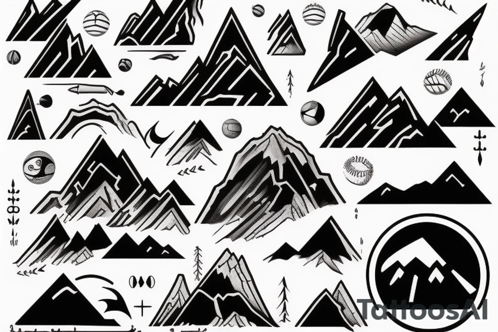 Mountains inside of baseball tattoo idea