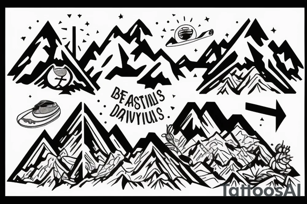 Mountains inside of baseball tattoo idea